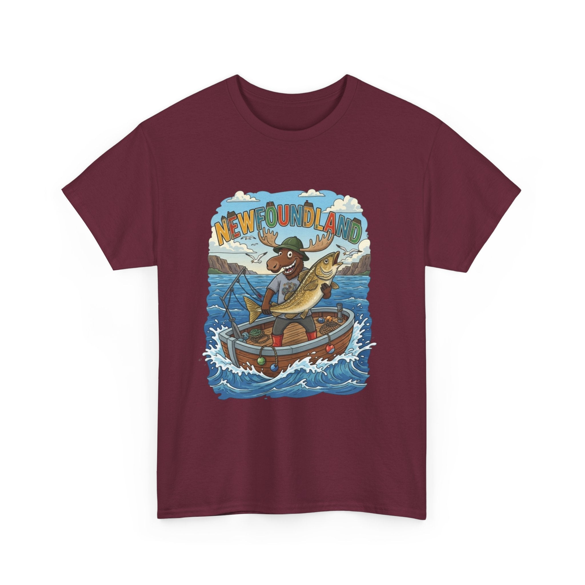 Newfoundland Fishing Moose Tee – Unisex Graphic ShirtEmber Spirit Apparel
