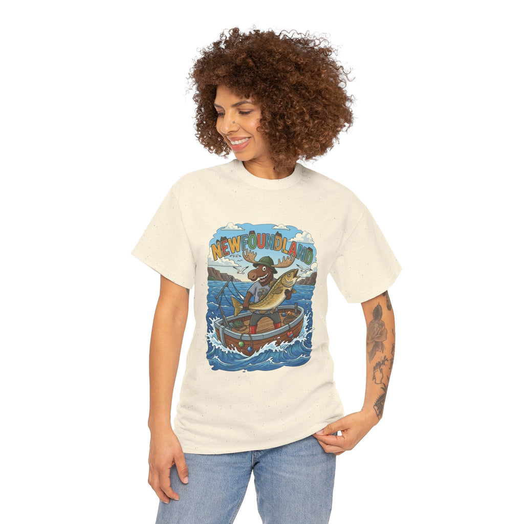 Newfoundland Fishing Moose Tee – Unisex Graphic ShirtEmber Spirit Apparel