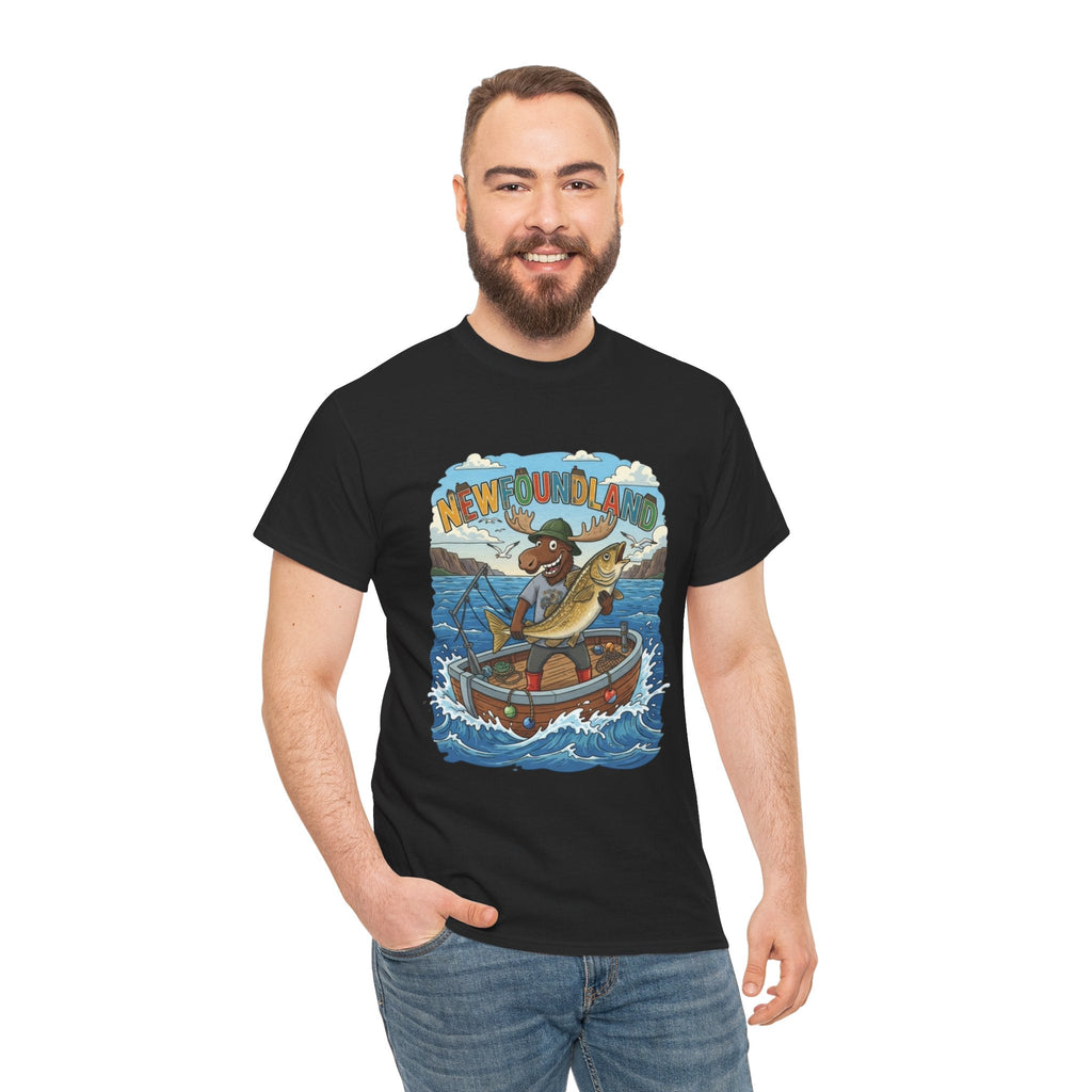 Newfoundland Fishing Moose Tee – Unisex Graphic ShirtEmber Spirit Apparel