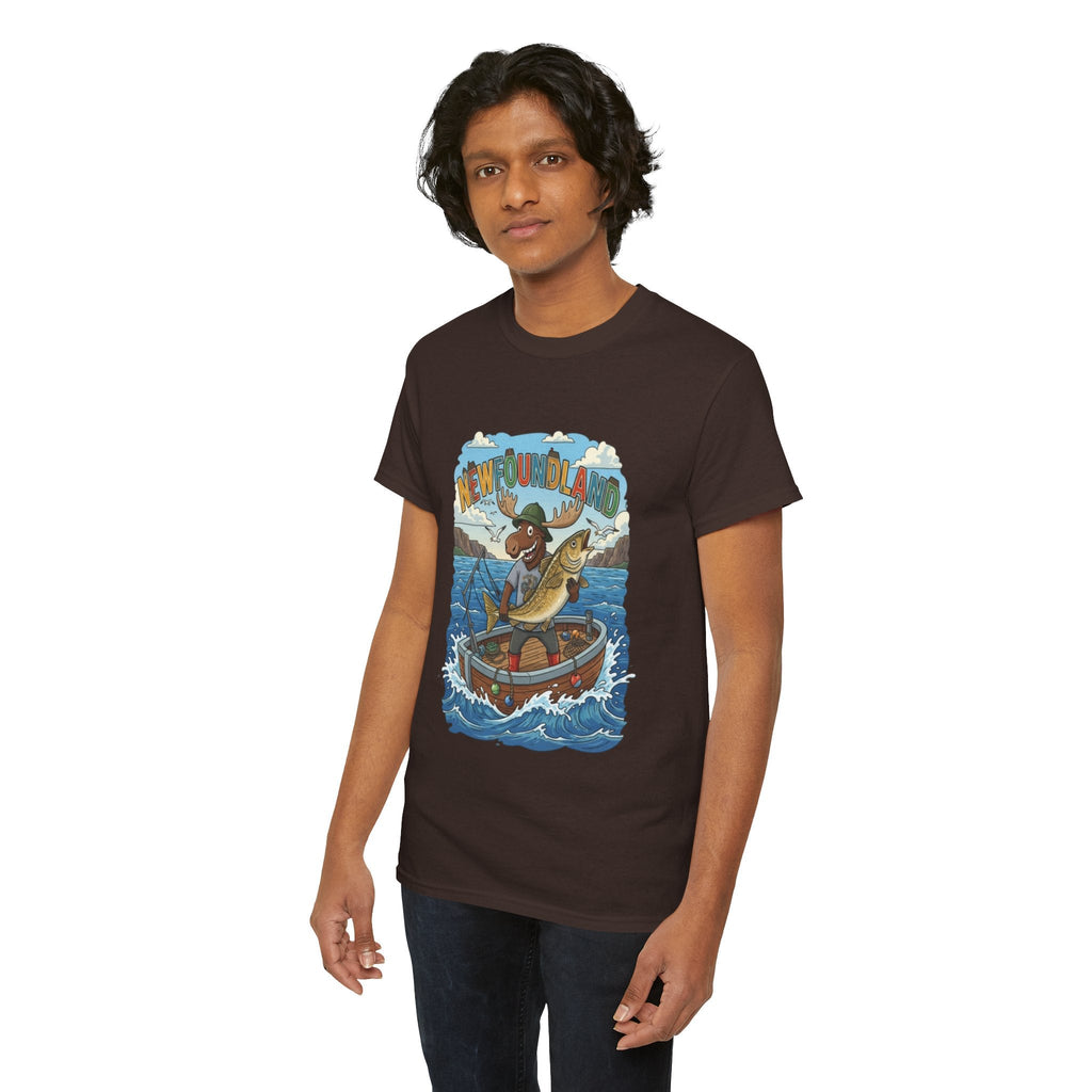 Newfoundland Fishing Moose Tee – Unisex Graphic ShirtEmber Spirit Apparel