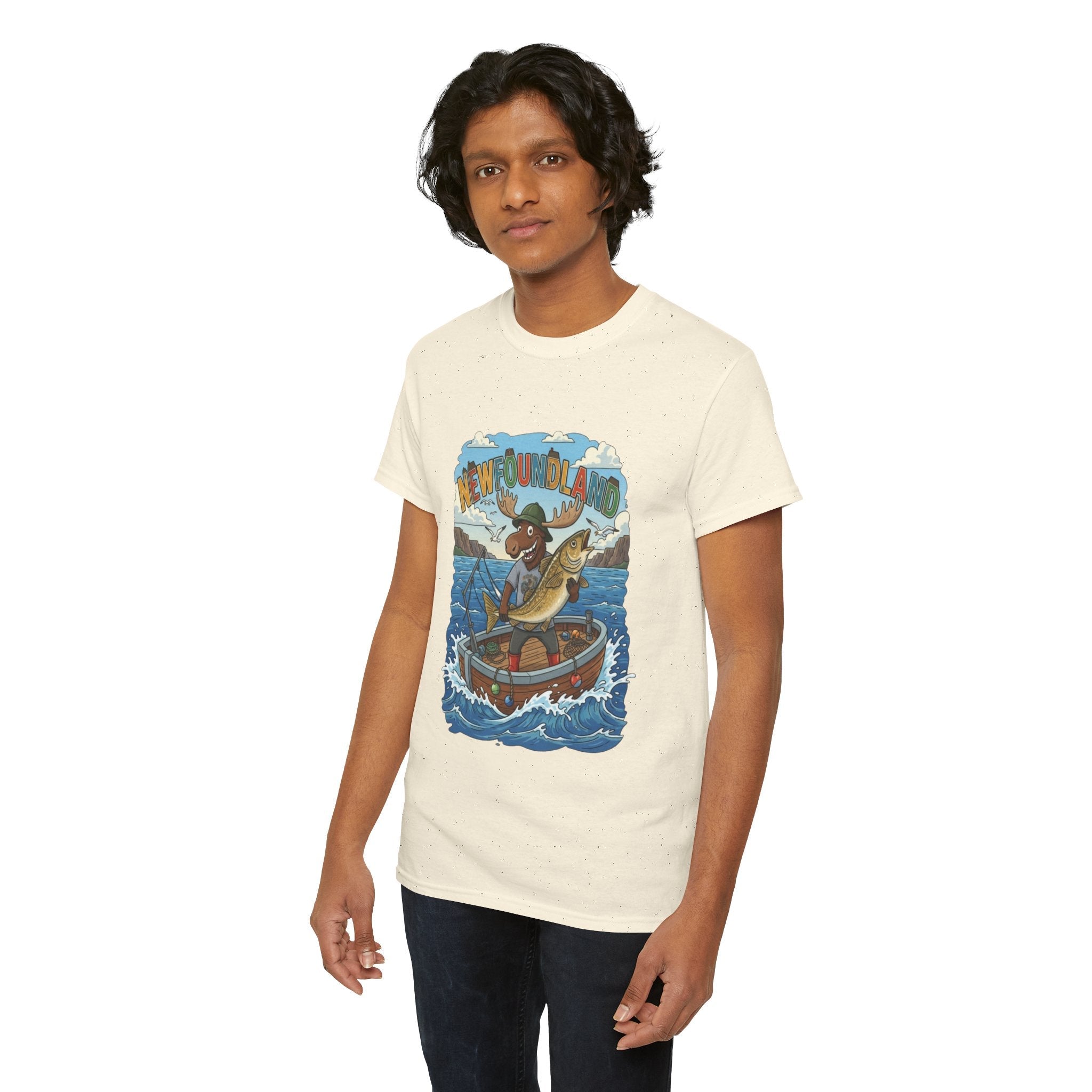Newfoundland Fishing Moose Tee – Unisex Graphic ShirtEmber Spirit Apparel