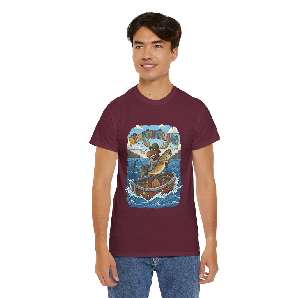 Newfoundland Fishing Moose Tee – Unisex Graphic ShirtEmber Spirit Apparel