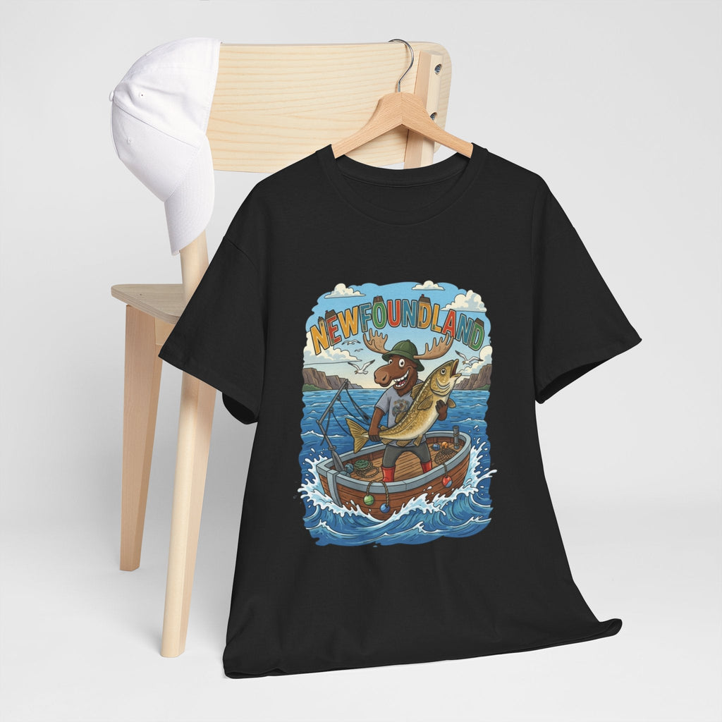 Newfoundland Fishing Moose Tee – Unisex Graphic ShirtEmber Spirit Apparel
