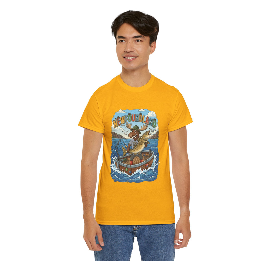 Newfoundland Fishing Moose Tee – Unisex Graphic ShirtEmber Spirit Apparel