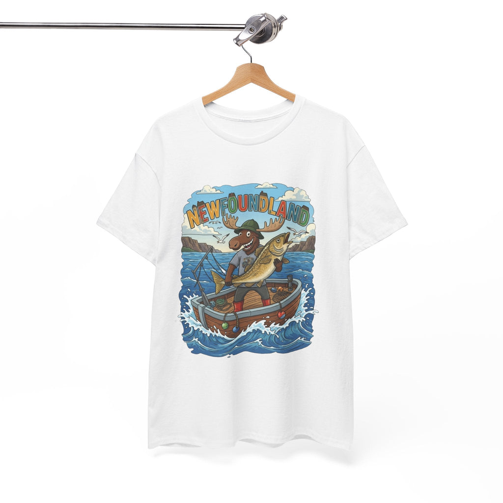 Newfoundland Fishing Moose Tee – Unisex Graphic ShirtEmber Spirit Apparel