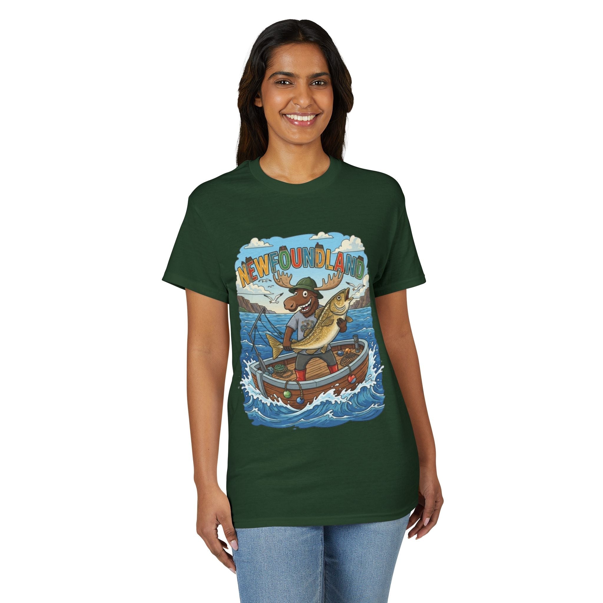 Newfoundland Heritage Moose Hunting & Fishing TeeEmber Spirit Apparel