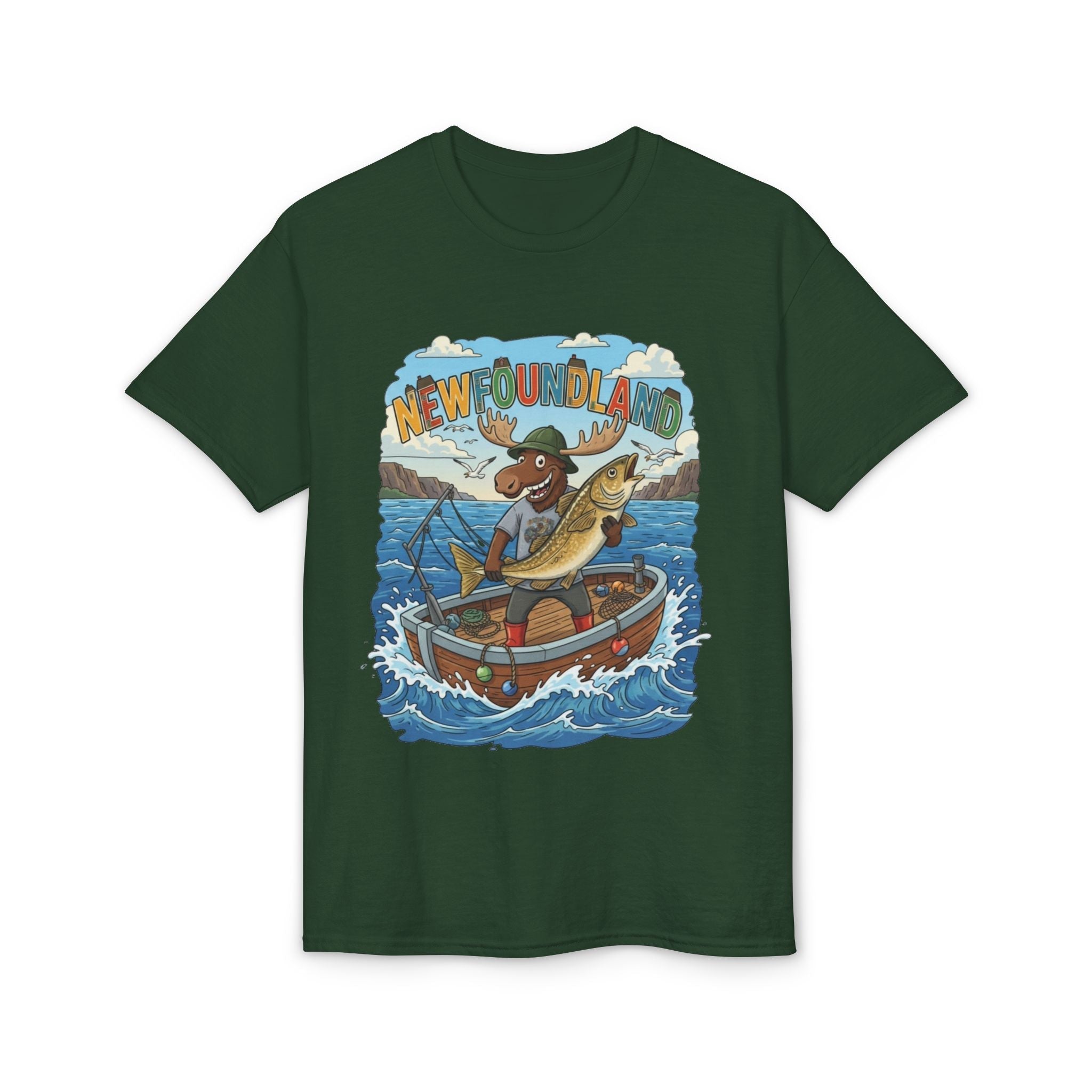 Newfoundland Heritage Moose Hunting & Fishing TeeEmber Spirit Apparel