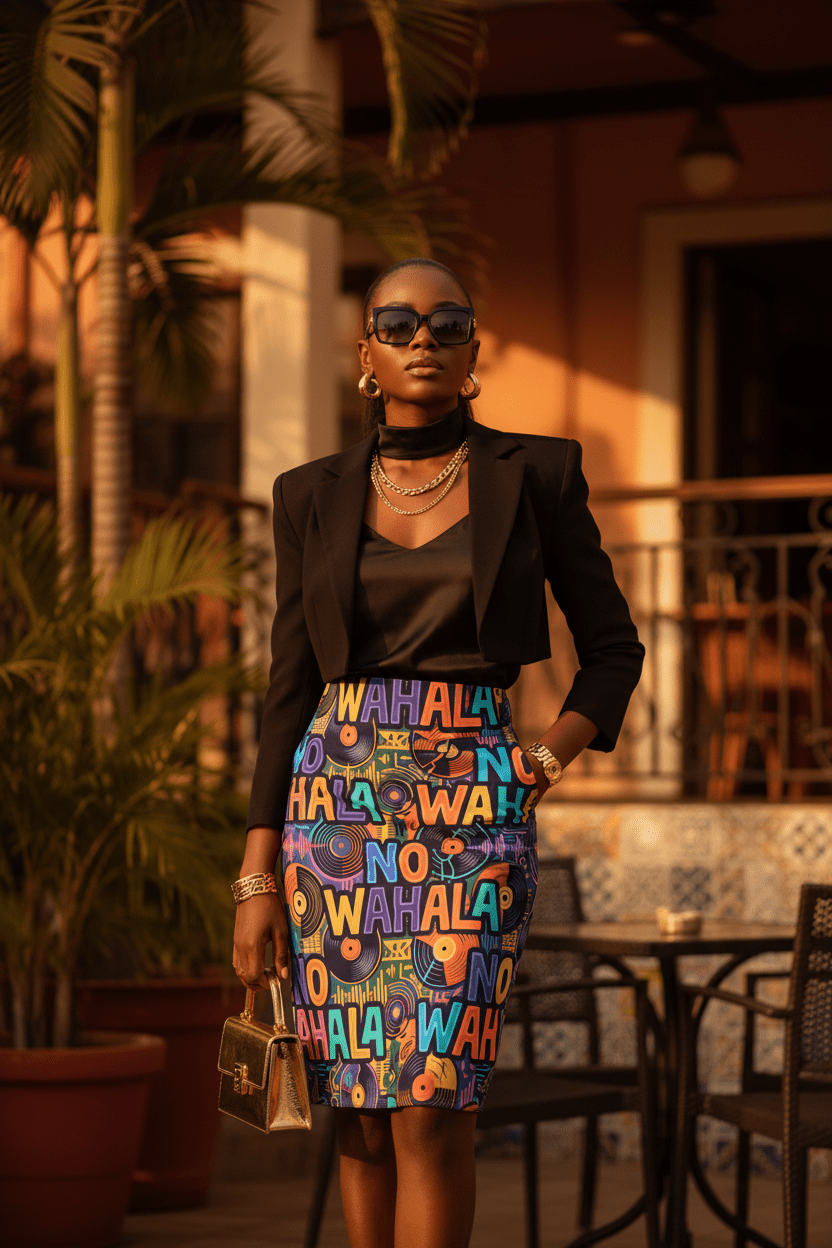 NO WAHALA Pencil Skirt — Positive Energy Nigerian PhraseEmber Spirit Apparel