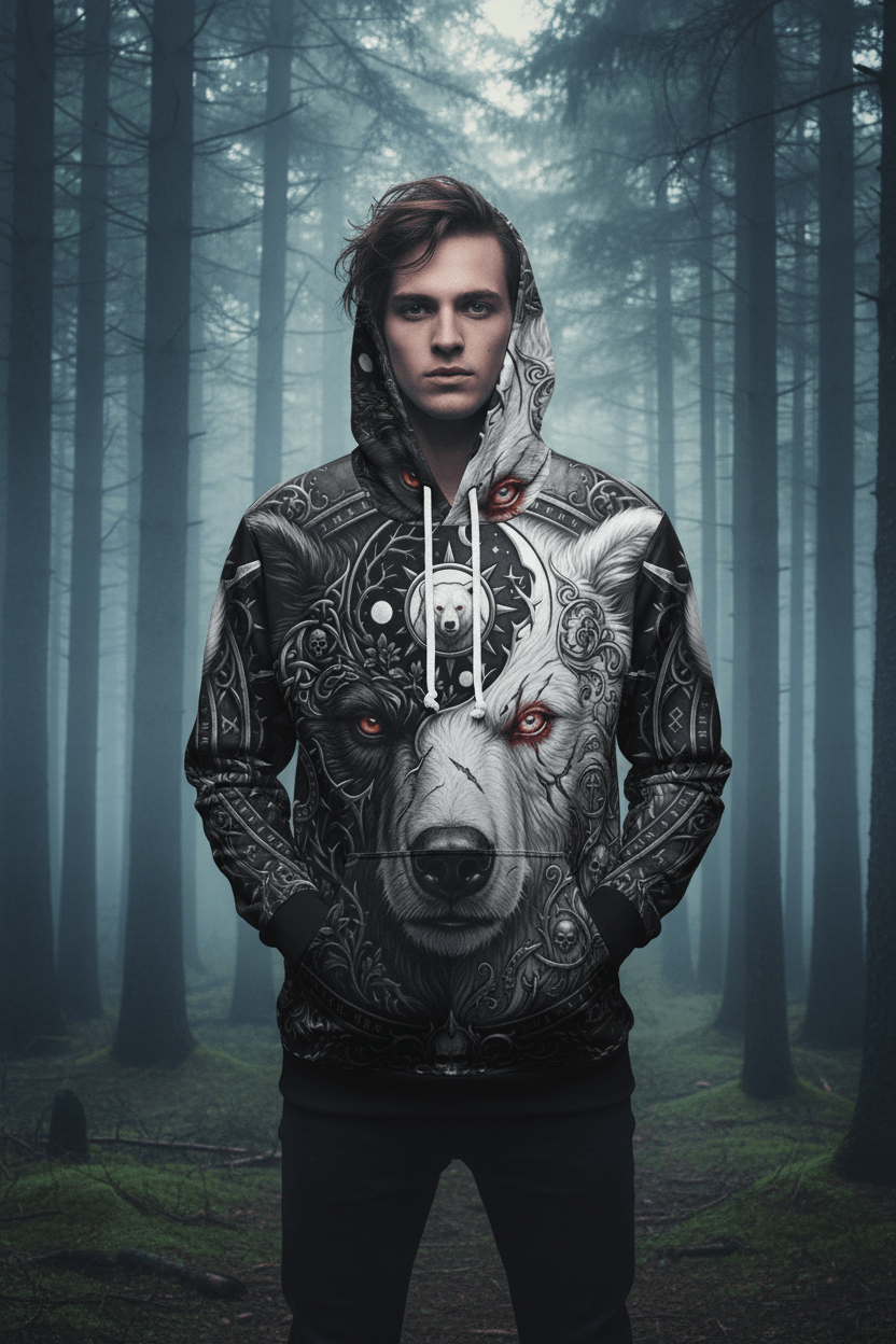 Nordic Bear Meaning Hoodie — Nordic & Native Symbolism Graphic HoodieEmber Spirit Apparel
