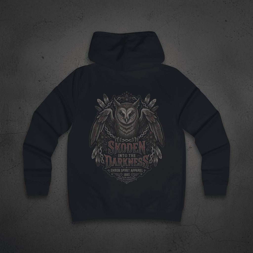 Owl College Hoodie – “Skoken Into The Darkness” Gothic School Spirit SweatshirtEmber Spirit Apparel