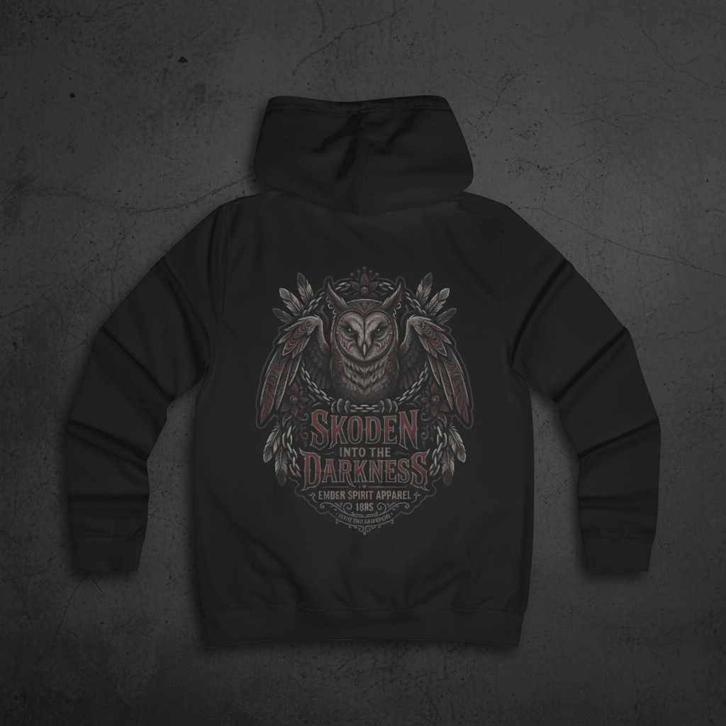 Owl College Hoodie – “Skoken Into The Darkness” Gothic School Spirit SweatshirtEmber Spirit Apparel