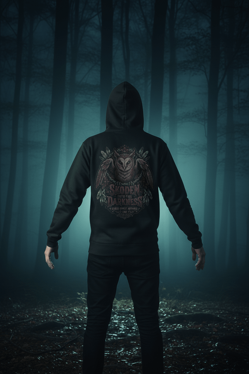 Owl College Hoodie – “Skoken Into The Darkness” Gothic School Spirit SweatshirtEmber Spirit Apparel
