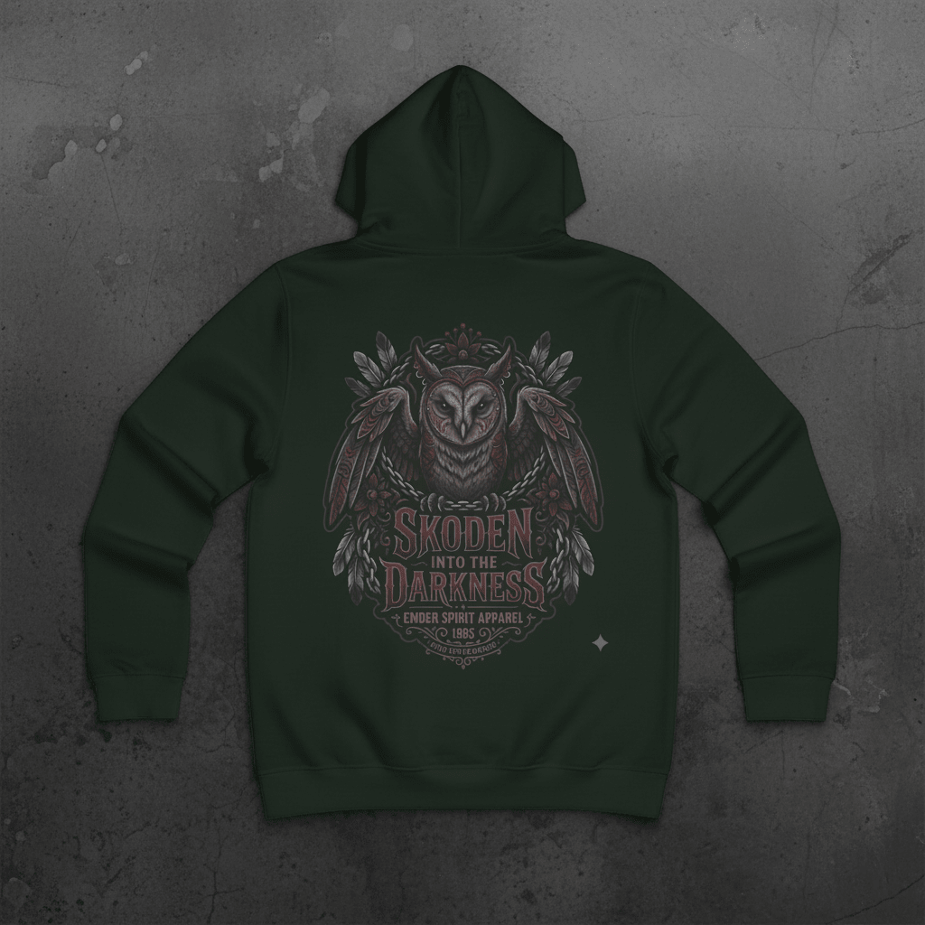 Owl College Hoodie – “Skoken Into The Darkness” Gothic School Spirit SweatshirtEmber Spirit Apparel
