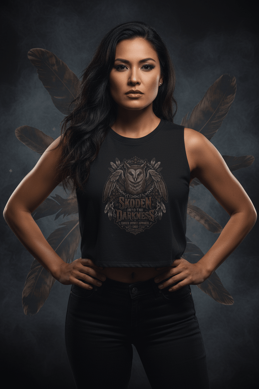 Owl of the Darkness Crop Top — Gothic Night Owl GraphicEmber Spirit Apparel
