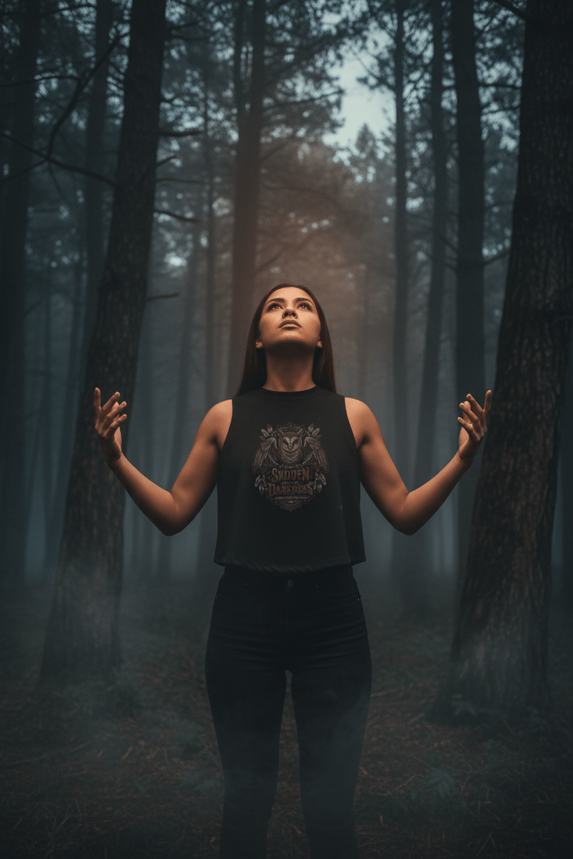 Owl of the Darkness Crop Top — Gothic Night Owl GraphicEmber Spirit Apparel