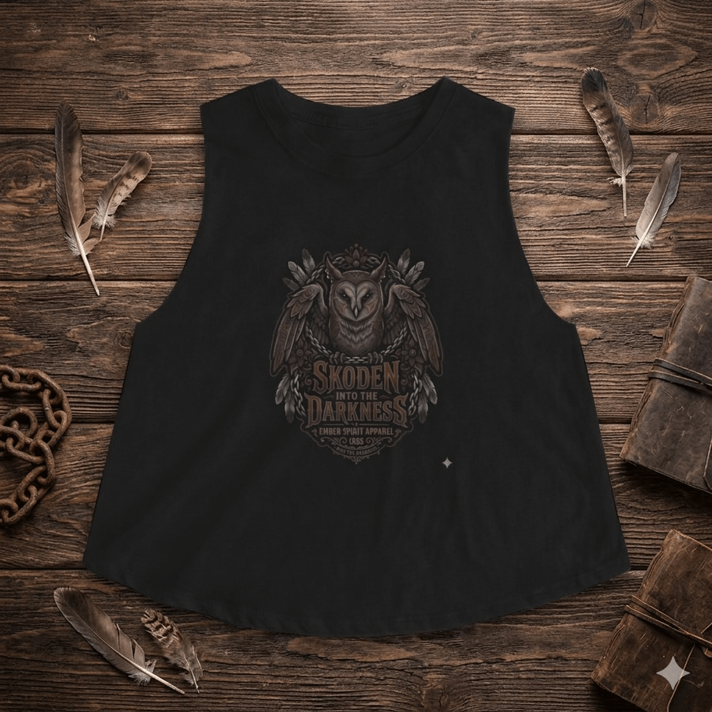 Owl of the Darkness Crop Top — Gothic Night Owl GraphicEmber Spirit Apparel