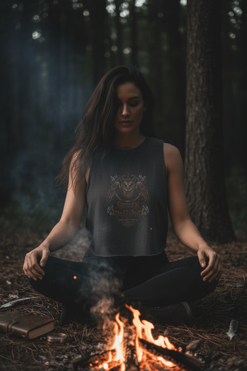 Owl of the Darkness Crop Top — Gothic Night Owl GraphicEmber Spirit Apparel