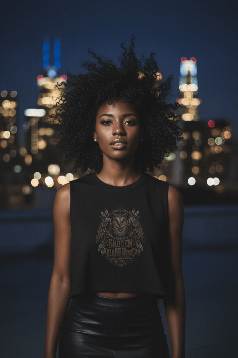 Owl of the Darkness Crop Top — Gothic Night Owl GraphicEmber Spirit Apparel