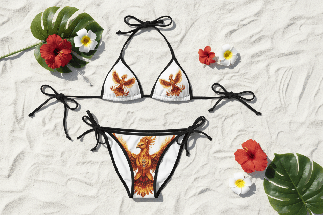 Phoenix Fire Triangle Bikini | Women's Tie-Side Swimsuit | Ember Spirit ApparelEmber Spirit Apparel