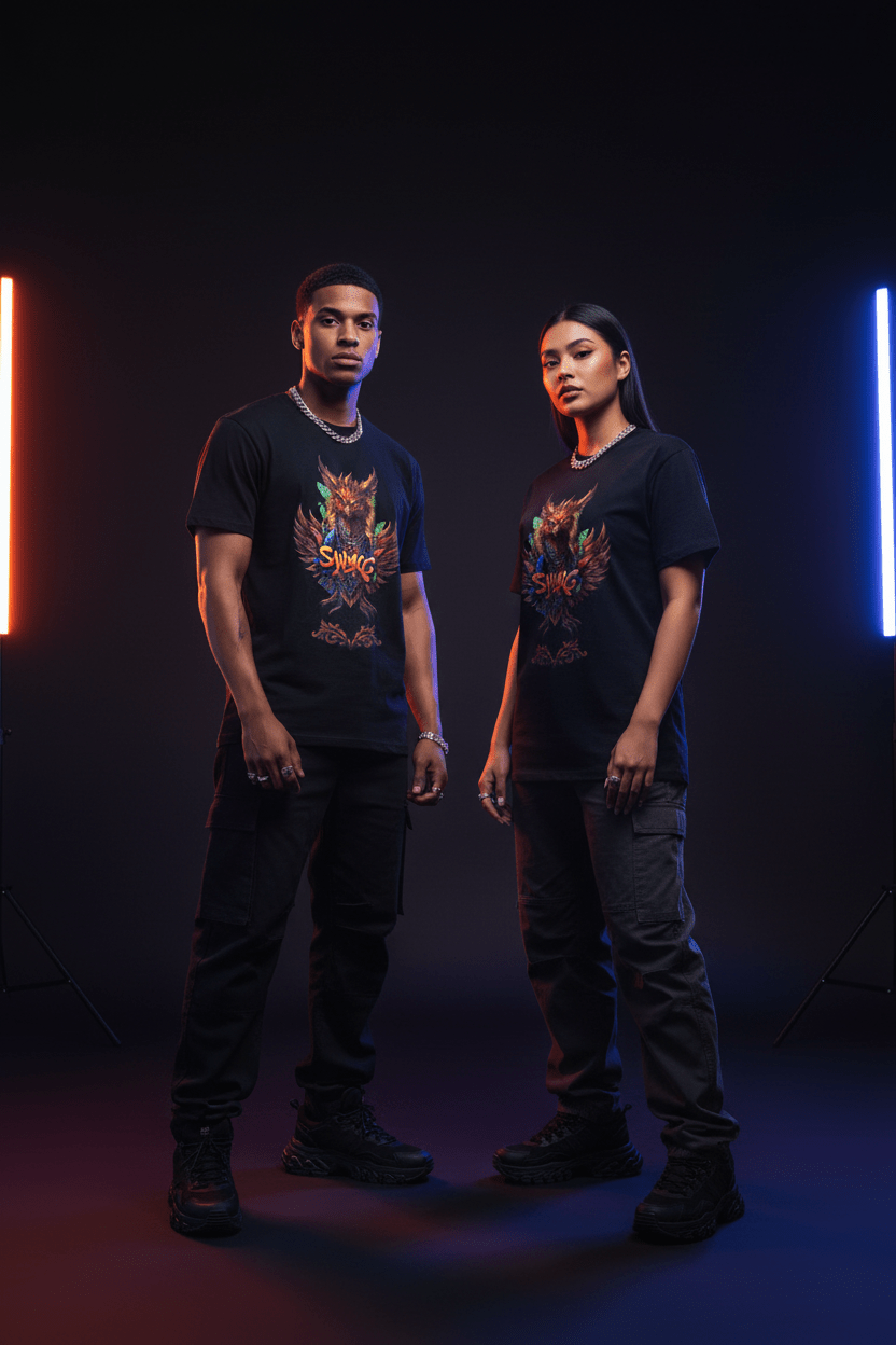 Phoenix Mythic Graphic Tee — Colorful Fantasy Bird Design with “SWAG” TextEmber Spirit Apparel