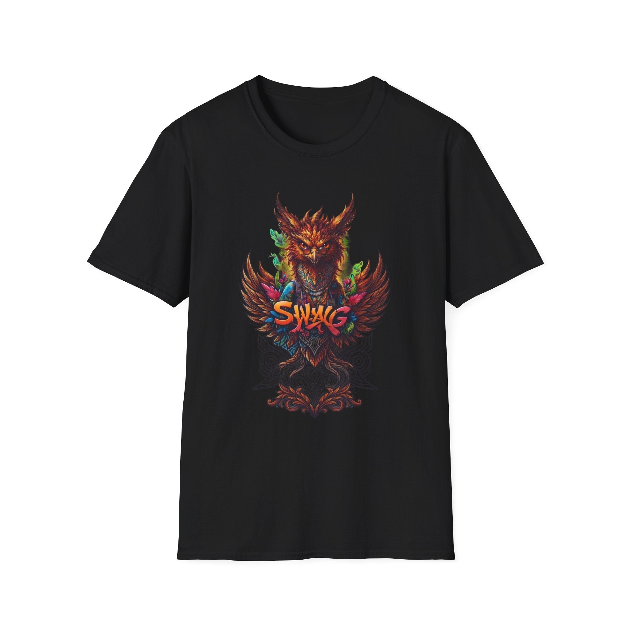 Phoenix Mythic Graphic Tee — Colorful Fantasy Bird Design with “SWAG” TextEmber Spirit Apparel