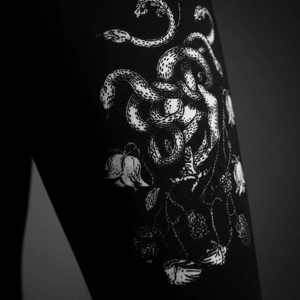 Plus Size Medusa Leggings — Gothic Black & White All - Over Print.Ember Spirit Apparel