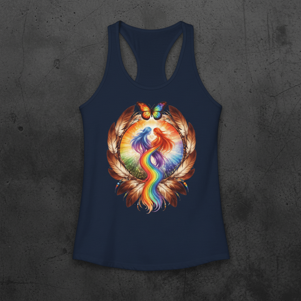 Pride Racerback Tank - Two Spirit (Women size chat)Ember Spirit Apparel