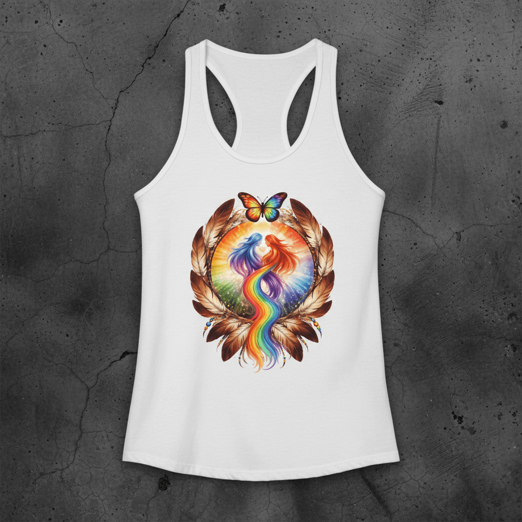 Pride Racerback Tank - Two Spirit (Women size chat)Ember Spirit Apparel