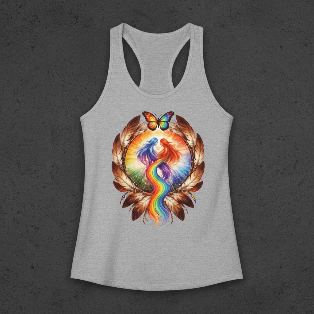 Pride Racerback Tank - Two Spirit (Women size chat)Ember Spirit Apparel