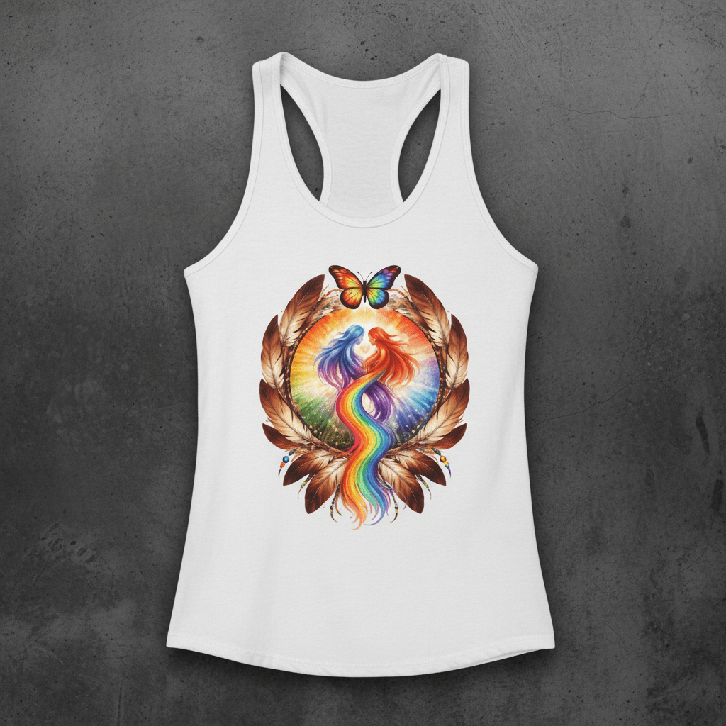 Pride Racerback Tank - Two Spirit (Women size chat)Ember Spirit Apparel