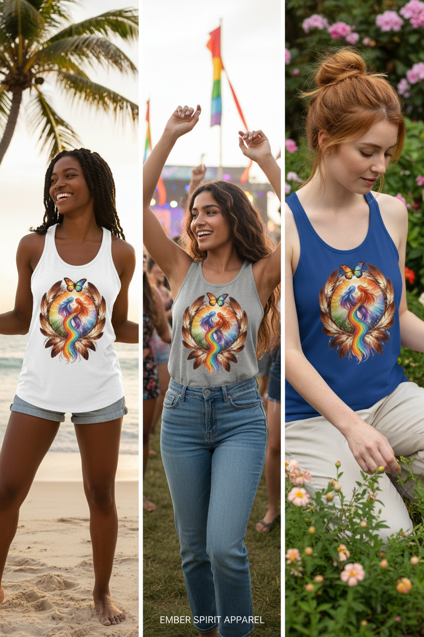 Pride Racerback Tank - Two Spirit (Women size chat)Ember Spirit Apparel
