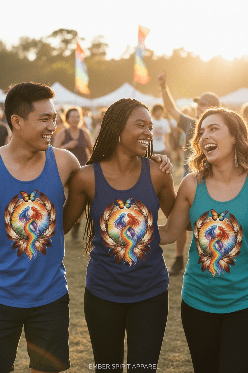 Pride Racerback Tank - Two Spirit (Women size chat)Ember Spirit Apparel