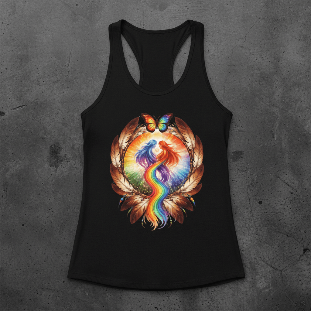 Pride Racerback Tank - Two Spirit (Women size chat)Ember Spirit Apparel