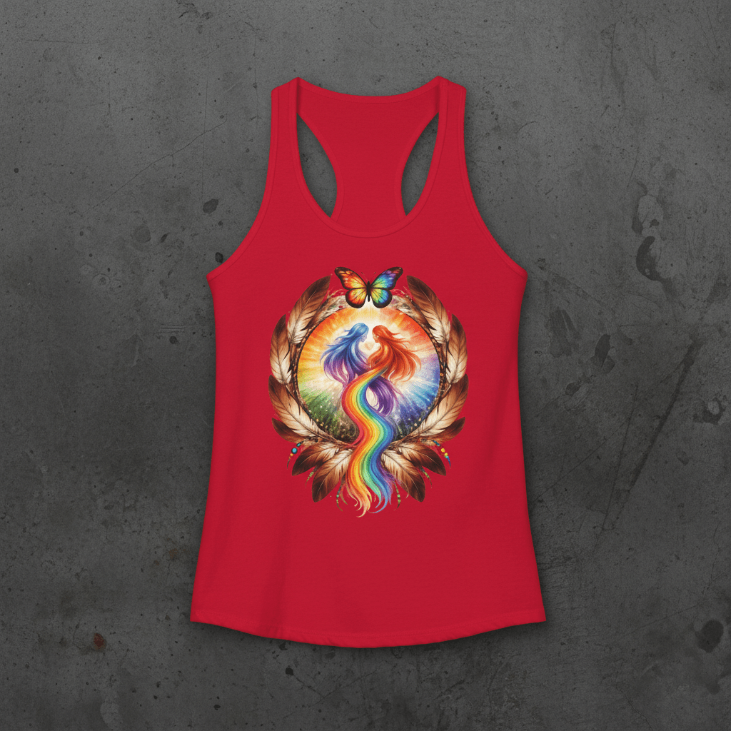 Pride Racerback Tank - Two Spirit (Women size chat)Ember Spirit Apparel