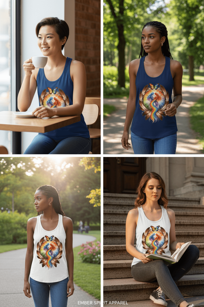 Pride Racerback Tank - Two Spirit (Women size chat)Ember Spirit Apparel