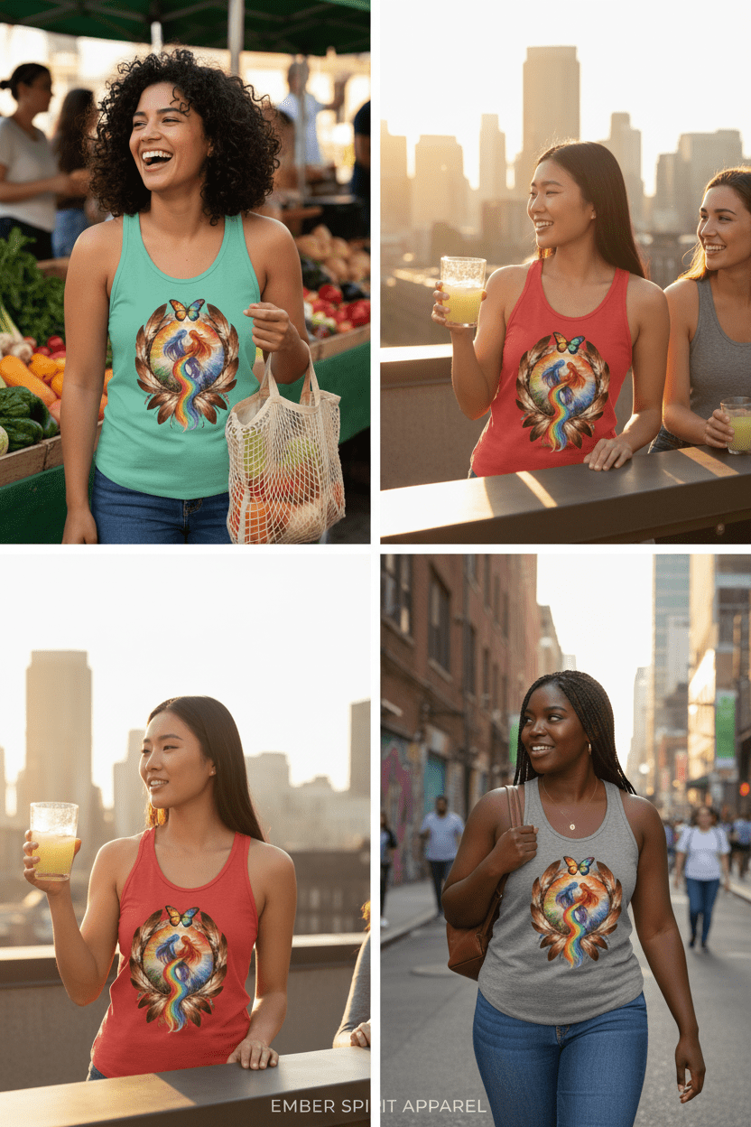 Pride Racerback Tank - Two Spirit (Women size chat)Ember Spirit Apparel