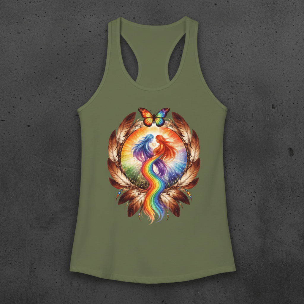 Pride Racerback Tank - Two Spirit (Women size chat)Ember Spirit Apparel