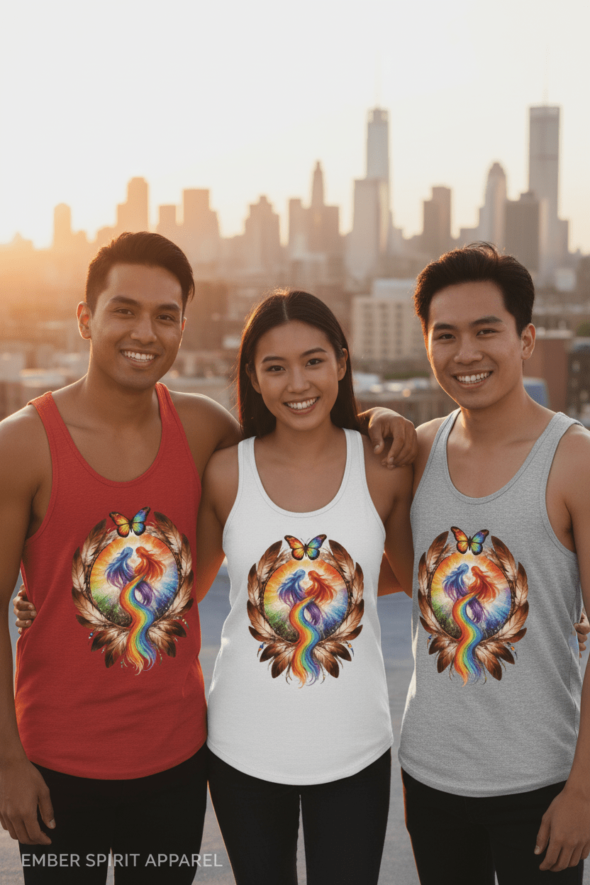 Pride Racerback Tank - Two Spirit (Women size chat)Ember Spirit Apparel