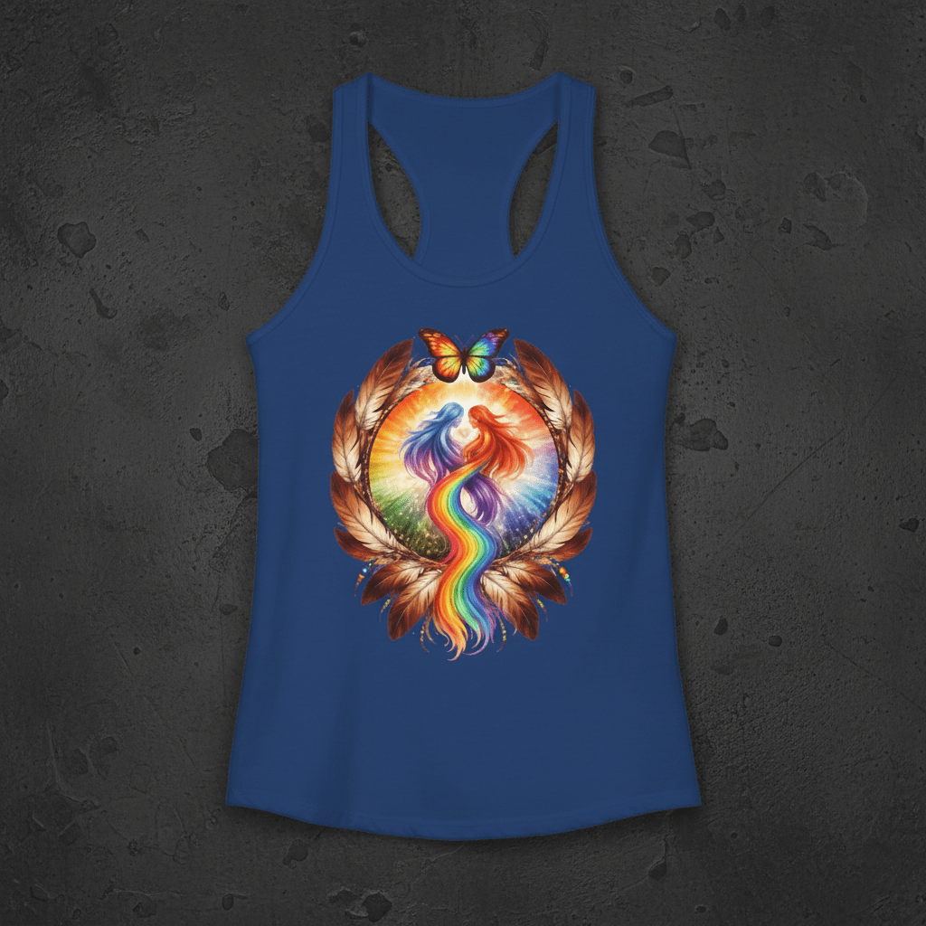 Pride Racerback Tank - Two Spirit (Women size chat)Ember Spirit Apparel