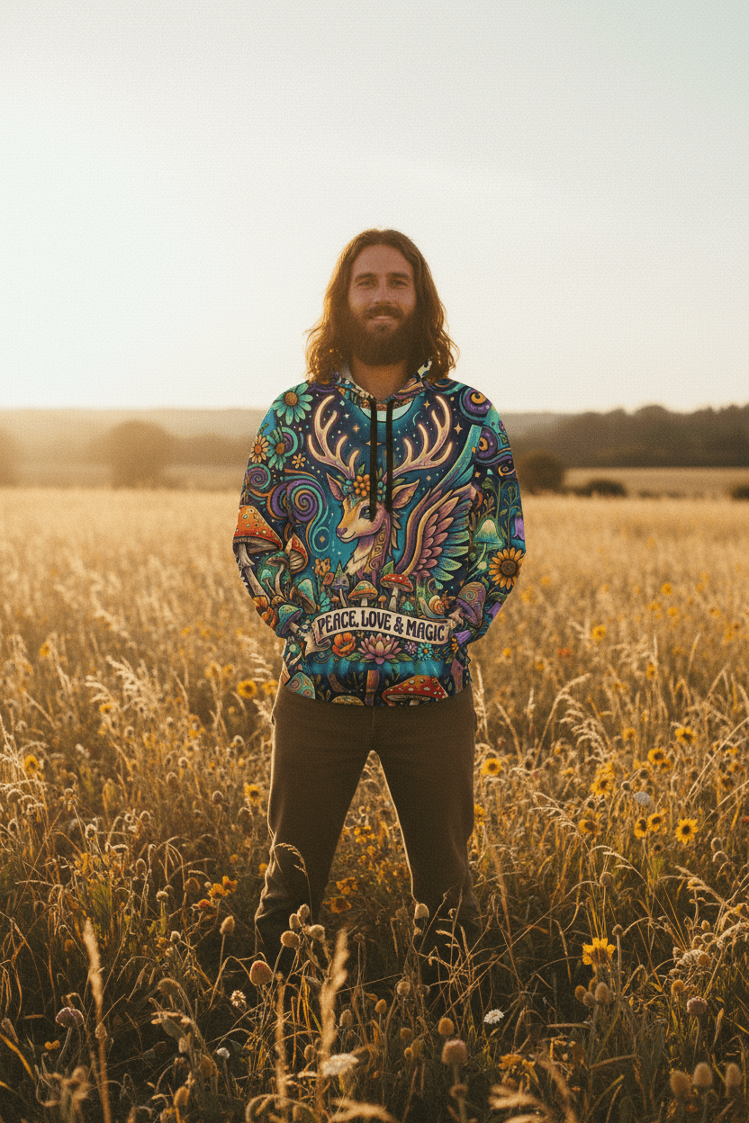 Psychedelic Magical Deer Athletic HoodieEmber Spirit Apparel