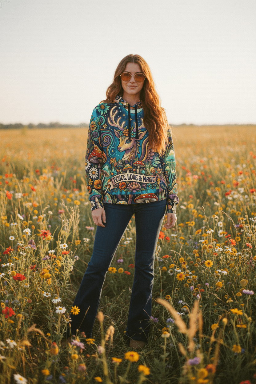 Psychedelic Magical Deer Athletic HoodieEmber Spirit Apparel