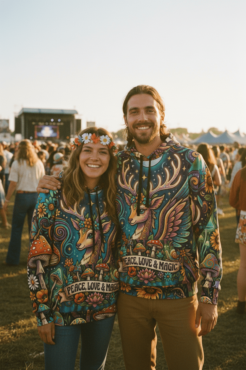 Psychedelic Magical Deer Athletic HoodieEmber Spirit Apparel