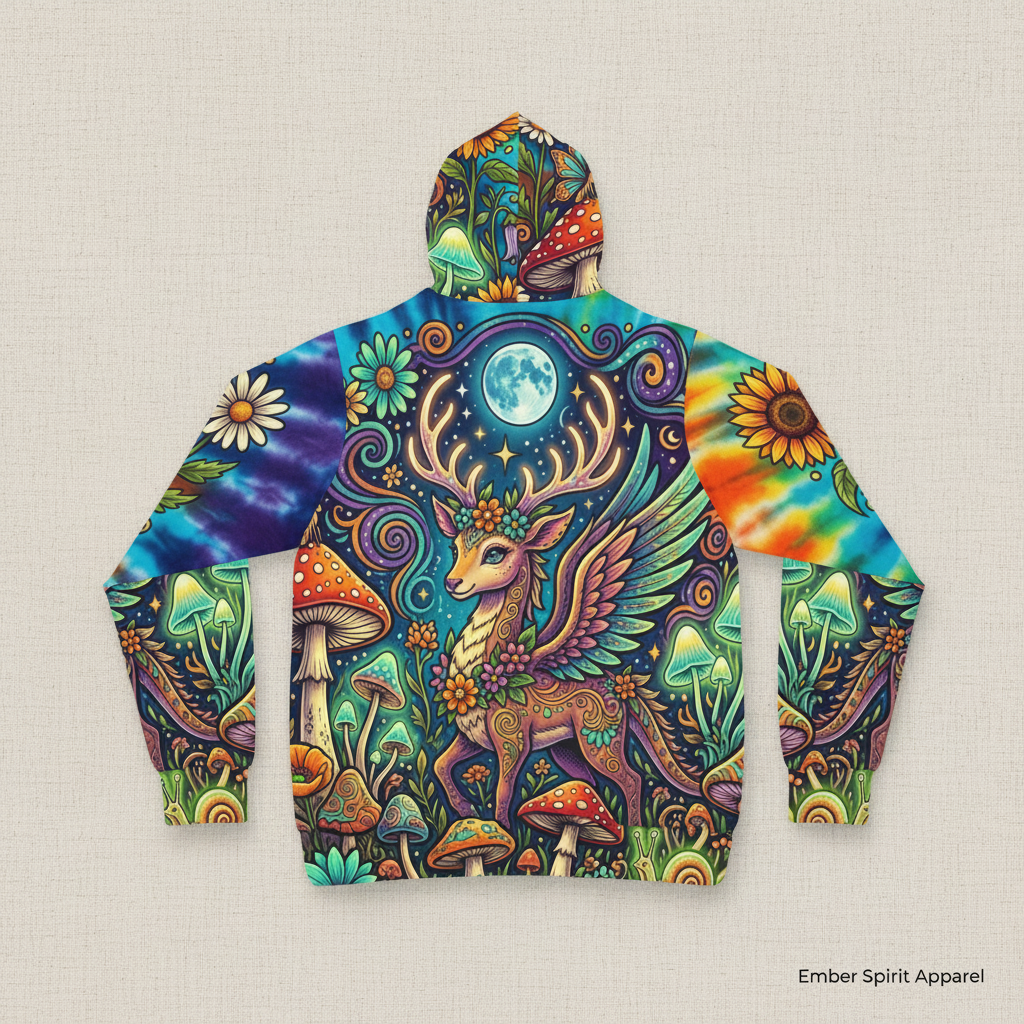Psychedelic Magical Deer Athletic HoodieEmber Spirit Apparel