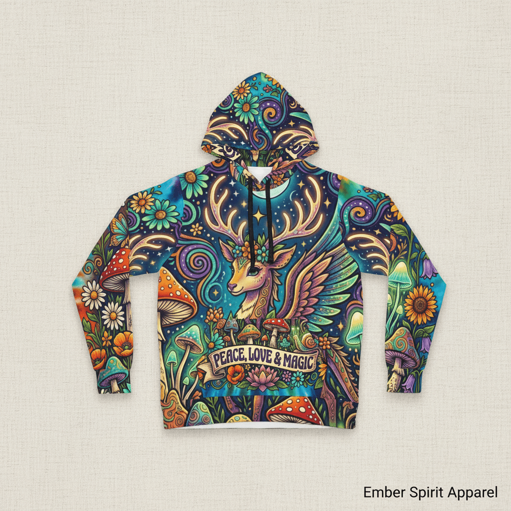 Psychedelic Magical Deer Athletic HoodieEmber Spirit Apparel