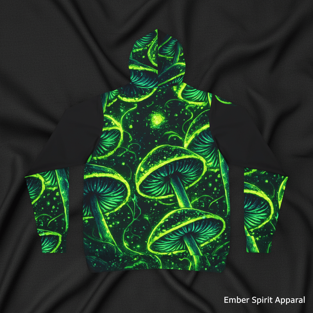 Psychedelic Neon Mushroom Athletic HoodieEmber Spirit Apparel