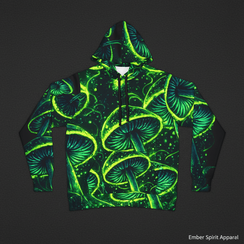 Psychedelic Neon Mushroom Athletic HoodieEmber Spirit Apparel