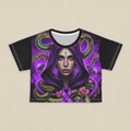 Purple Medusa Mystic Crop Tee — Domestic Violence Awareness Streetwear .Ember Spirit Apparel