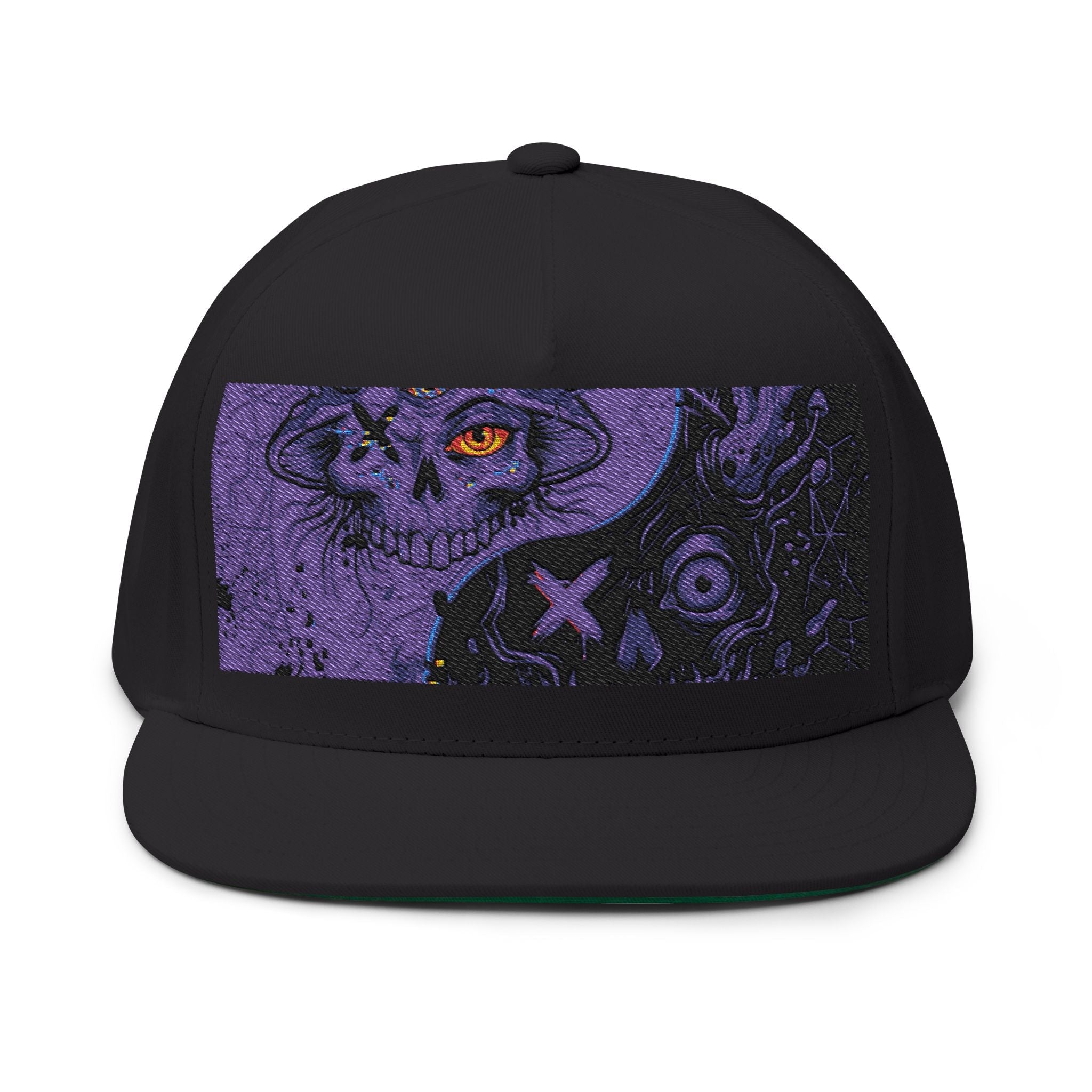 Purple Yin Yang Mushroom Embroidered Flat Bill CapEmber Spirit Apparel