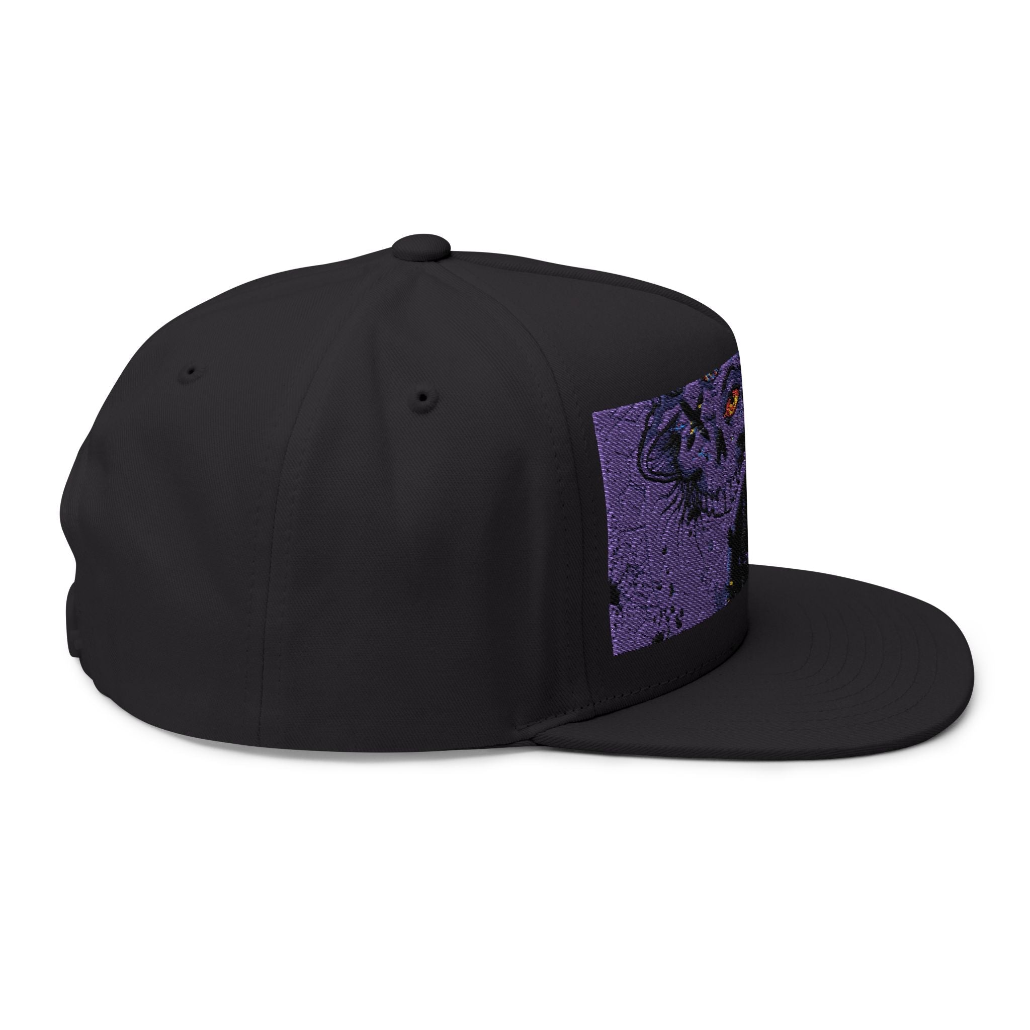 Purple Yin Yang Mushroom Embroidered Flat Bill CapEmber Spirit Apparel
