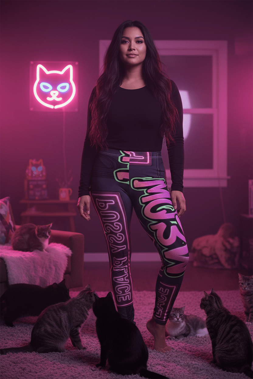 Pussy Place - Women's Cut & Sew Casual Leggings (AOP)Ember Spirit Apparel